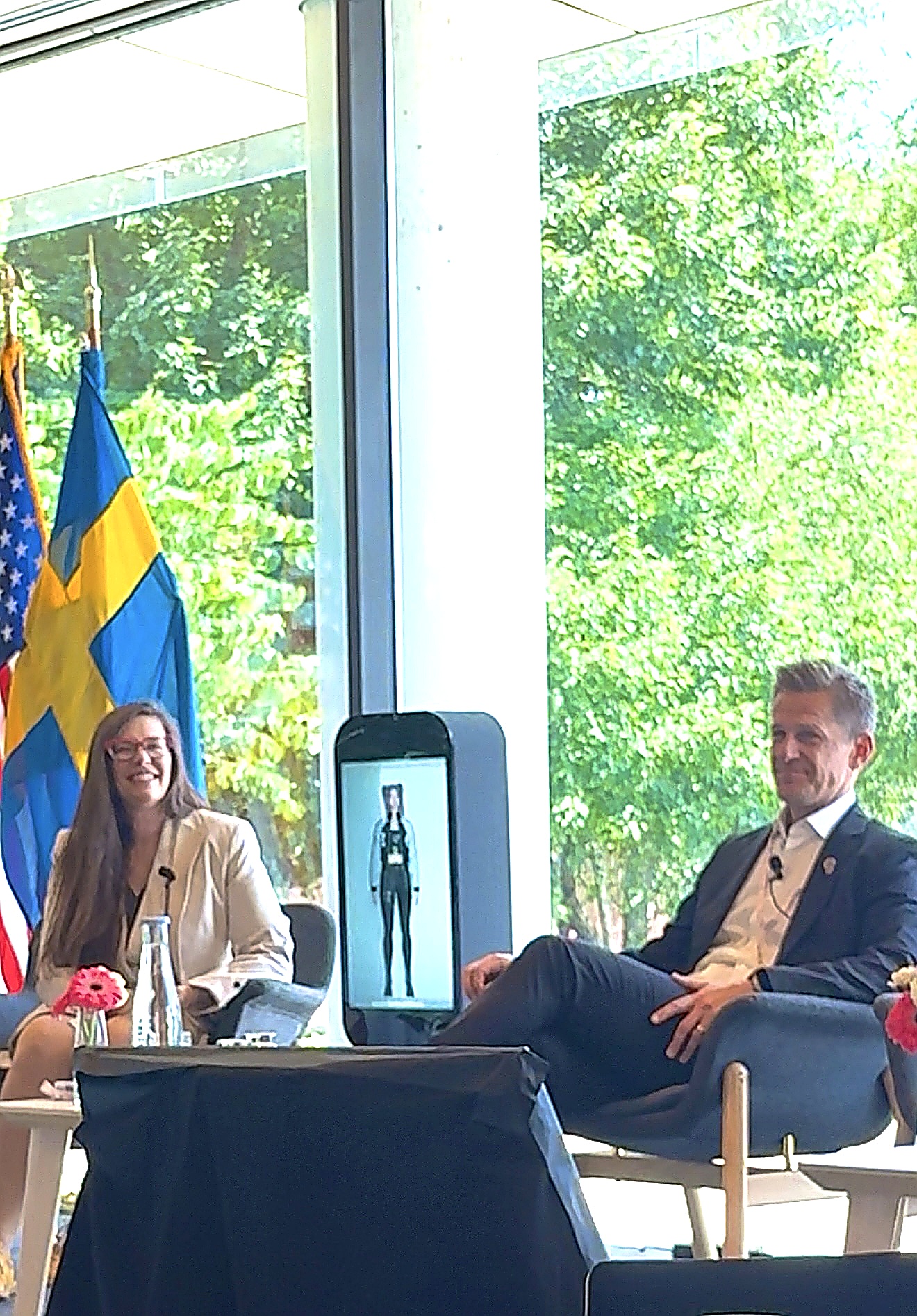 Astrid speaking at Swedish Chambers of Commerce event with Tesla GM